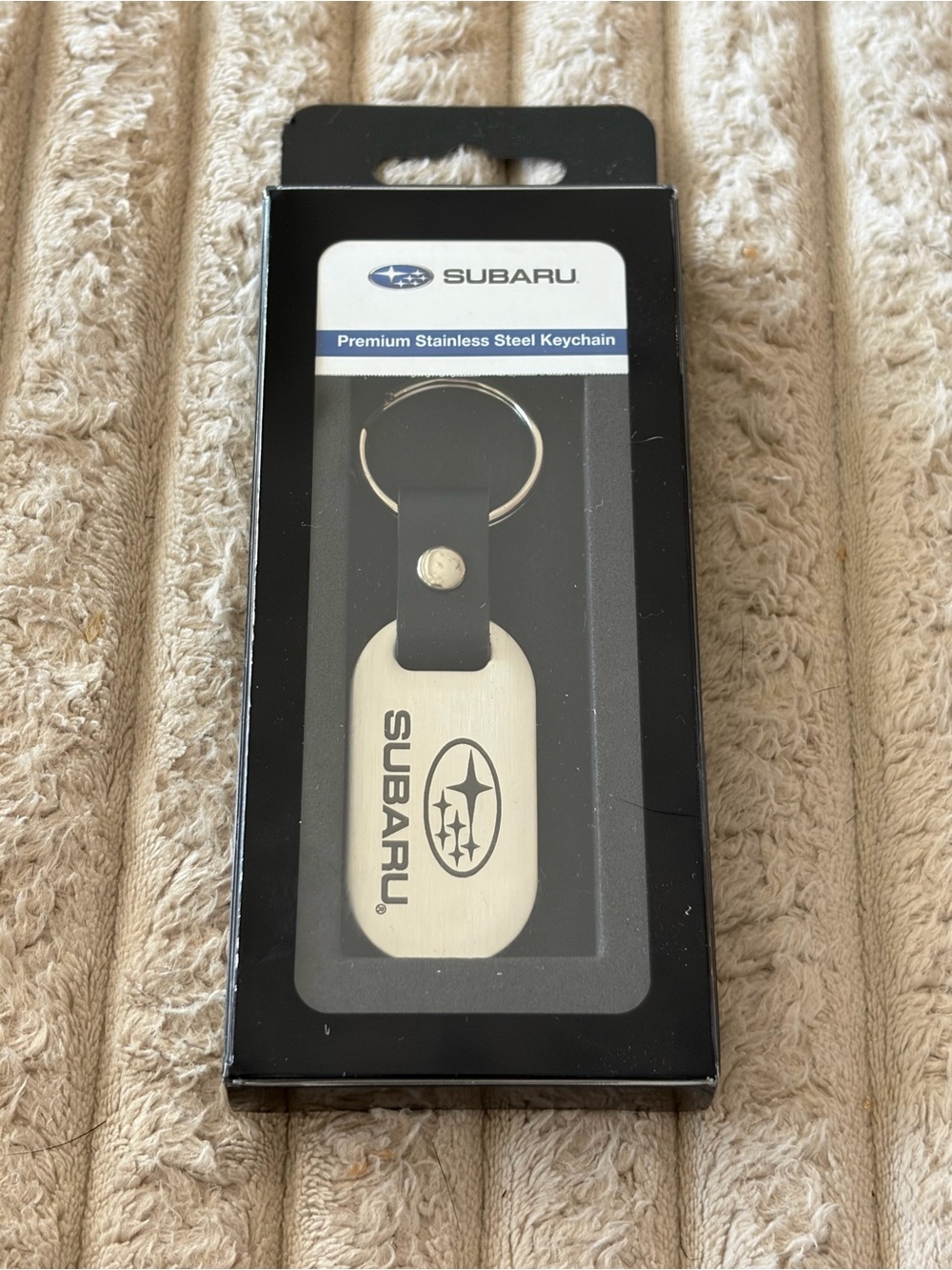 Subaru Premium Stainless Steel Keychain - Silver and Black